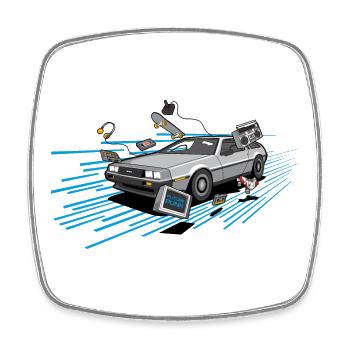 Delorean Oldtimer Youngtimer Retro Future blau 80s - Viereckiger Kühlschrankmagnet - Weiß - Vorne