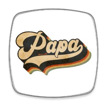 Papa Vintage Script Rainbow - Viereckiger Kühlschrankmagnet - Weiß - Vorne