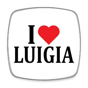 Name T-Shirt I love Luigia T-Shirt Geschenkidee - Viereckiger Kühlschrankmagnet - Weiß - Vorne
