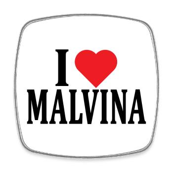 Name T-Shirt I love Malvina T-Shirt Geschenkidee - Viereckiger Kühlschrankmagnet - Weiß - Vorne