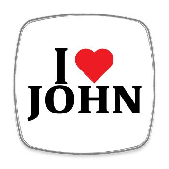 Name T-Shirt I love John T-Shirt Geschenkidee - Viereckiger Kühlschrankmagnet - Weiß - Vorne