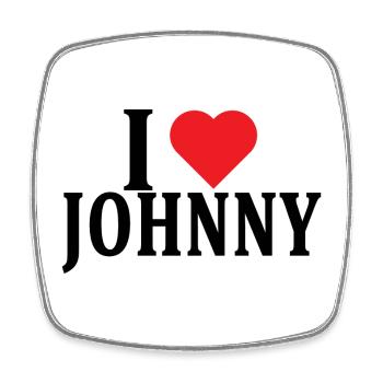 Name T-Shirt I love Johnny T-Shirt Geschenkidee - Viereckiger Kühlschrankmagnet - Weiß - Vorne