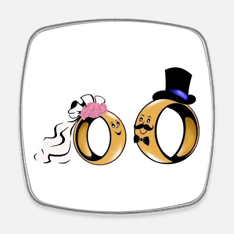 Bridal Rings Duo Love - Square fridge magnet - white