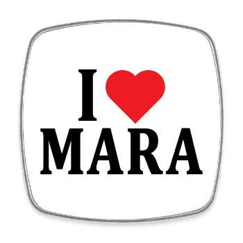 Name T-Shirt I love Mara T-Shirt Geschenkidee - Viereckiger Kühlschrankmagnet - Weiß - Vorne