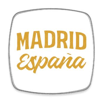 Madrid Spanien Gold Schrift - Viereckiger Kühlschrankmagnet - Weiß - Vorne