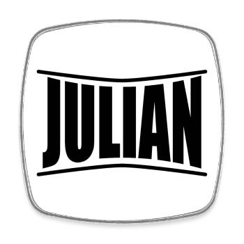 T-Shirt Name Julian T-Shirt Geschenkidee - Viereckiger Kühlschrankmagnet - Weiß - Vorne