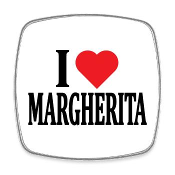 Namens-T-Shirt Ich liebe Margherita T-Shirt - Viereckiger Kühlschrankmagnet - Weiß - Vorne