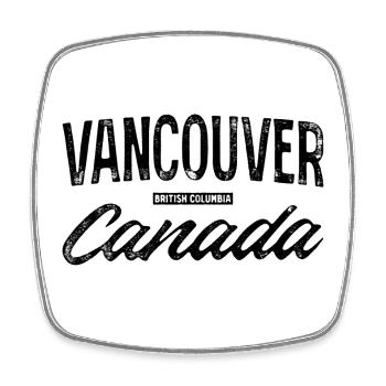 Vancouver, Canada, Rétro Lettering Design - Magnet carré - blanc - Devant