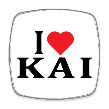 t-shirt name I love Kai t-shirt gift idea - Square fridge magnet - white - Front