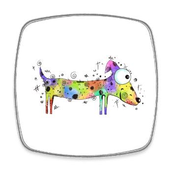 Chien coloré - Race de chien, Illustration - Magnet carré - blanc - Devant