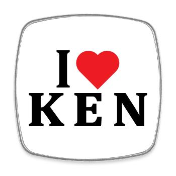 T-Shirt-Name Ich liebe Ken T-Shirt Geschenkidee - Viereckiger Kühlschrankmagnet - Weiß - Vorne