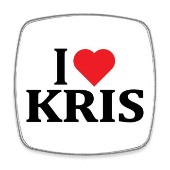 T-Shirt-Name Ich liebe Kris Geschenkidee T-Shirt - Viereckiger Kühlschrankmagnet - Weiß - Vorne