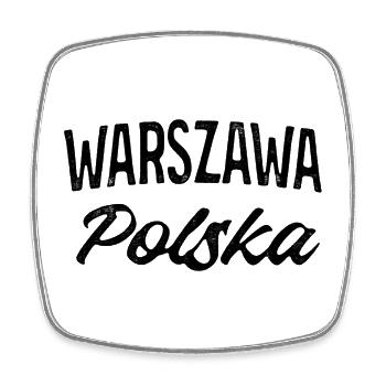 Warszawa Polska lettering in typography style - Square fridge magnet - white - Front
