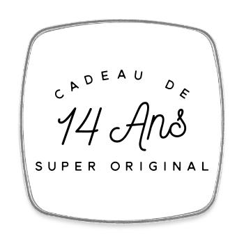Cadeau 14 ans  - Magnet carré - blanc - Devant