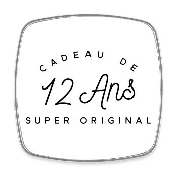 Cadeau 12 ans  - Magnet carré - blanc - Devant