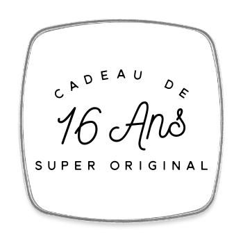 Cadeau 16 ans  - Magnet carré - blanc - Devant