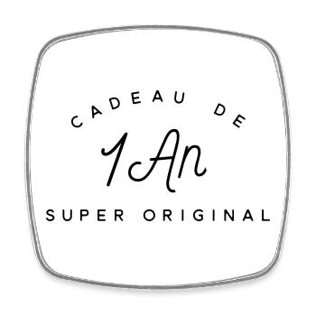Cadeau 1 an  - Magnet carré - blanc - Devant