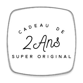 Cadeau 2 ans  - Magnet carré - blanc - Devant