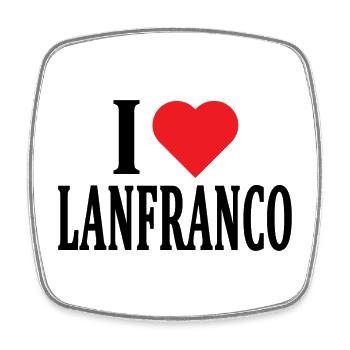 T-Shirt-Name Ich liebe Lanfranco Geschenk-T-Shirt - Viereckiger Kühlschrankmagnet - Weiß - Vorne