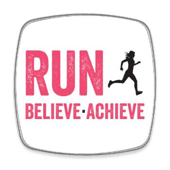 Marathon - Run. Believe. Achieve. - Square fridge magnet - white - Front