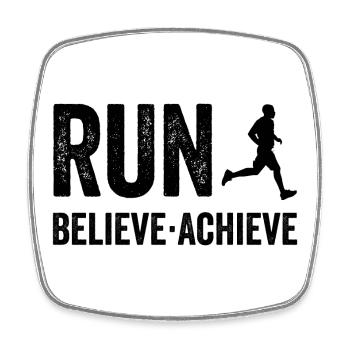 Marathon - Run. Believe. Achieve. - Square fridge magnet - white - Front