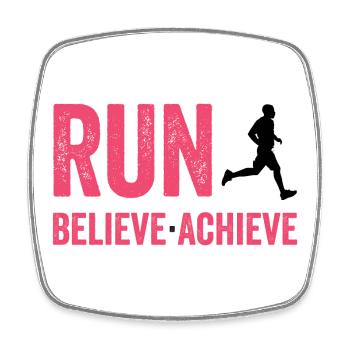 Marathon - Courir. Croire. Accomplir. - Magnet carré - blanc - Devant