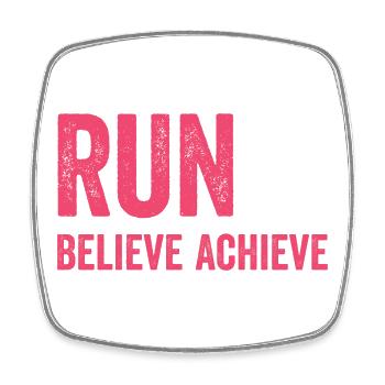 Marathon - Run. Believe. Achieve. - Square fridge magnet - white - Front