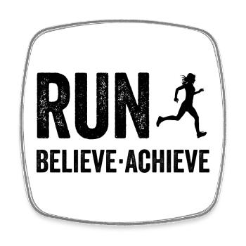 Marathon - Courir. Croire. Accomplir. - Magnet carré - blanc - Devant