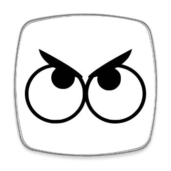 Angry looking eyes with eyebrows # - Square fridge magnet - white - Front