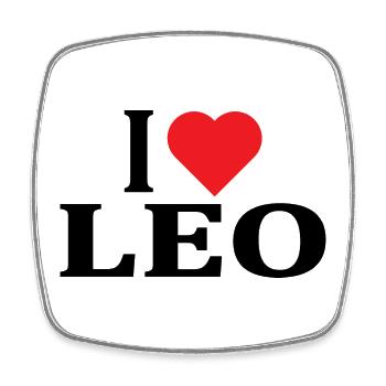 t-shirt name I love Leo t-shirt gift idea - Square fridge magnet - white - Front