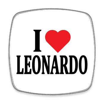 t-shirt name I love Leonardo t-shirt gift idea - Square fridge magnet - white - Front
