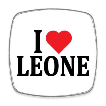 T-Shirt Name I love Lion T-Shirt Geschenkidee - Viereckiger Kühlschrankmagnet - Weiß - Vorne