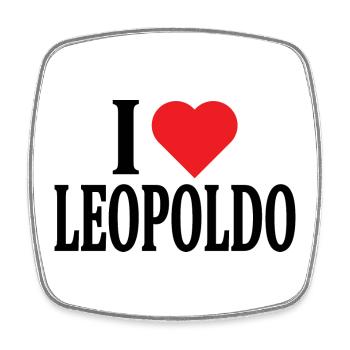 T-Shirt Name I love Leopoldo T-Shirt Geschenkidee - Viereckiger Kühlschrankmagnet - Weiß - Vorne