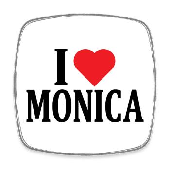 t-shirt name I love Monica t-shirt gift idea - Square fridge magnet - white - Front