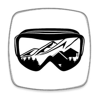 Snowboard Brille - Viereckiger Kühlschrankmagnet - Weiß - Vorne