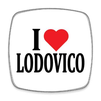 T-Shirt Name I love Lodovico T-Shirt Geschenkidee - Viereckiger Kühlschrankmagnet - Weiß - Vorne