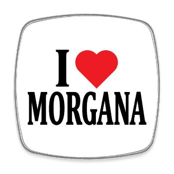 nom du t-shirt J’aime l’idée cadeau du t-shirt Morgana - Magnet carré - blanc - Devant