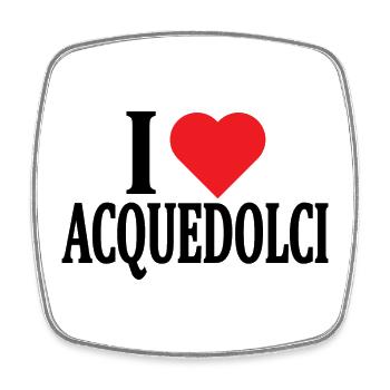 T-Shirt I love Acquedolci Sicilia T-Shirt - Viereckiger Kühlschrankmagnet - Weiß - Vorne
