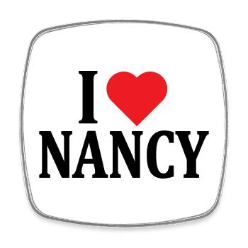T-Shirt Name I love Nancy T-Shirt Geschenkidee - Viereckiger Kühlschrankmagnet - Weiß - Vorne