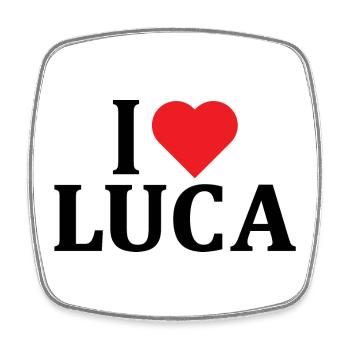 T-Shirt-Name Ich liebe Luca T-Shirt-Geschenkidee - Viereckiger Kühlschrankmagnet - Weiß - Vorne