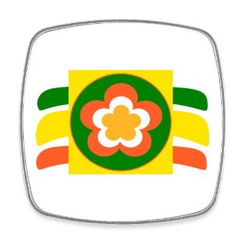 70s Flower Blossom - Square fridge magnet - white - Front