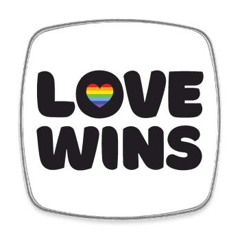 Mois de la fierté LGBTQ - L’amour gagne - Magnet carré - blanc - Devant