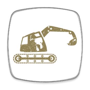 Excavators, excavator operators, construction equipment operators – - Square fridge magnet - white - Front