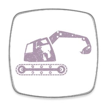 Excavators, excavator operators, construction equipment operators – - Square fridge magnet - white - Front