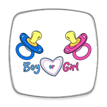 Boy or Girl Herzdesign Babyprint - Viereckiger Kühlschrankmagnet - Weiß - Vorne