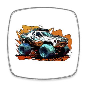 MonsterTruck Offroad Chaos - Viereckiger Kühlschrankmagnet - Weiß - Vorne