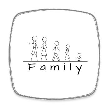 Famille de figurines en bâton - Magnet carré - blanc - Devant