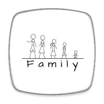 Famille de figurines en bâton - Magnet carré - blanc - Devant