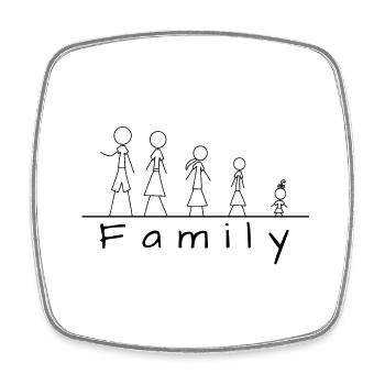 Stick figure family - Square fridge magnet - white - Front