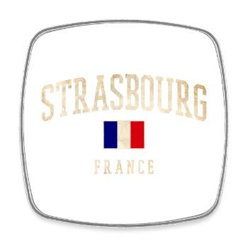Strasbourg - France flag - Square fridge magnet - white - Front